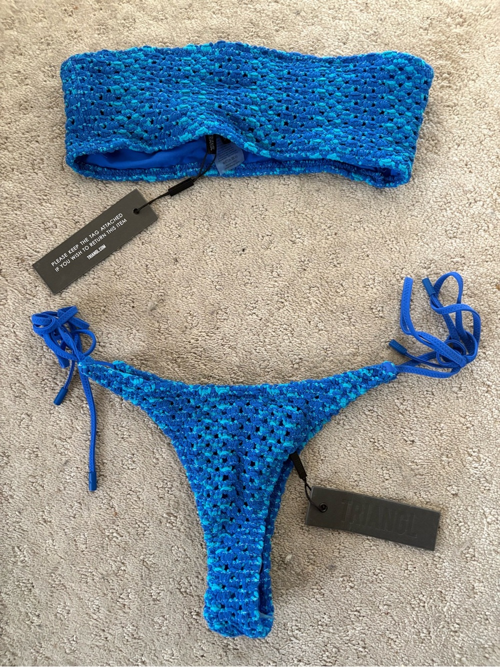 triangl swimwear Electric Blue Crochet Bandeau Bikini